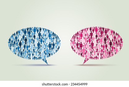 Crowd into a speech bubble isolated shape