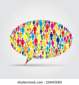 Crowd into a speech bubble isolated shape