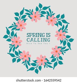 Crowd of leaf and floral frame, for elegant spring calling poster decor. Vector