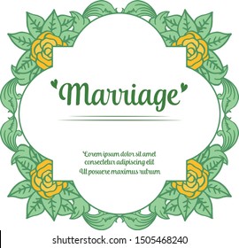 Crowd of leaf floral frame for ornate of card marriage. Vector