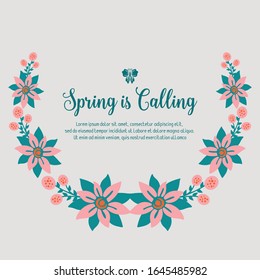 Crowd of leaf and floral frame, for romantic spring calling greeting card design. Vector