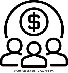 Vector de ilustración de icono de línea de multitud