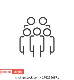 Crowd line icon. Simple outline style. Organisation, group, management, people, team, member, staff concept. Vector illustration isolated on white background. Thin line symbol. Editable stroke EPS 10.