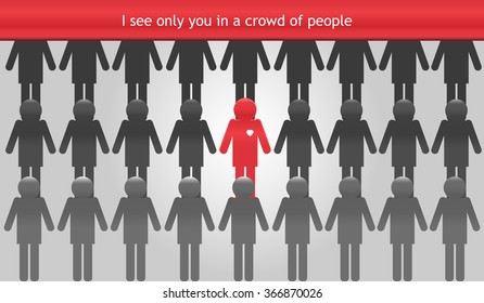 Crowd with many persons.Group of people. Vector Illustration