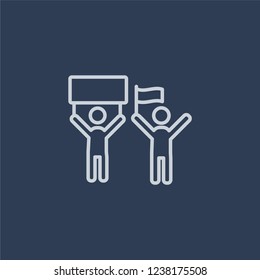 crowd March icon. Trendy flat vector line crowd March icon on dark blue background from United States of America collection. 