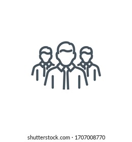 crowd of men without medical mask single line icon isolated on white. Perfect outline symbol Prevention Coronavirus Covid 19 quarantine banner. Quality design element avoid crowds with editable Stroke