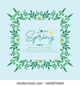 Crowd of modern leaf and flower frame, for love spring invitation card concept. Vector