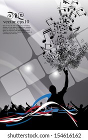 Crowd at the music concert. Vector