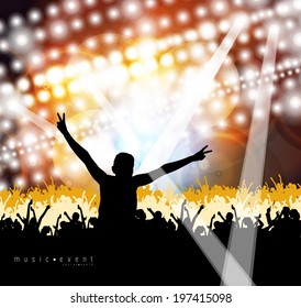Crowd at the music concert. Vector