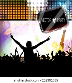 Crowd at the music concert. Vector 