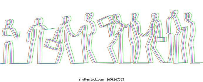 crowd of office workers in modern creative style, people are different concept, vivid colored people on the white background, vector