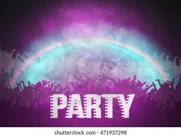 Crowd of Party People Background - Vector Illustration