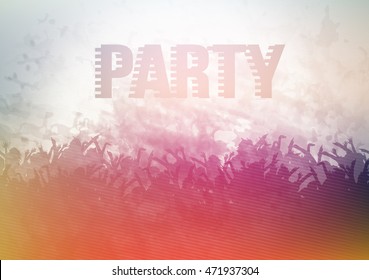 Crowd of Party People Background - Vector Illustration