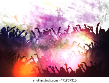 Crowd of Party People Background - Vector Illustration