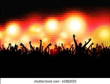 Crowd of Party People - vector background.