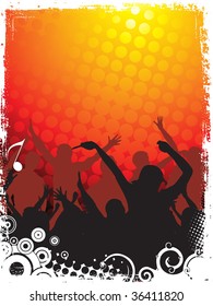  A crowd of party people vector with music concept