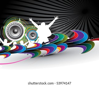 A crowd of party people vector with music concept , vector illustration.