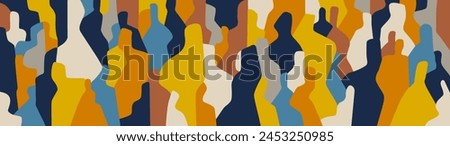 crowd of people abstract silhouettes , internet communication , social issues - vector multicolored illustration background