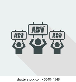 Crowd of people asking interruption of advertising - Vector web icon
