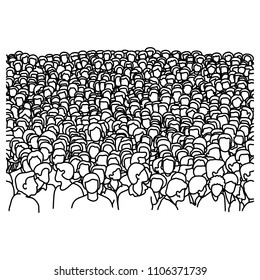 crowd people background vector illustration sketch doodle hand drawn with black lines isolated on white background