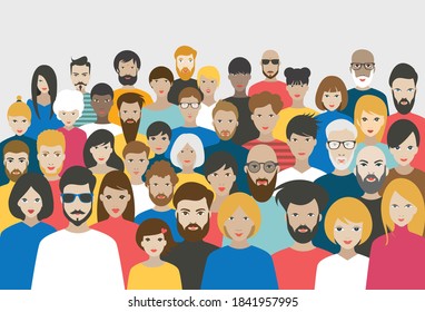 Crowd People Big Group Different People Stock Vector (Royalty Free ...