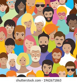 Crowd of people. A big group of different people. Vector.