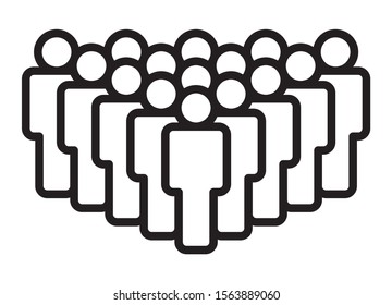 Crowd of people, big team or audience line art vector icon for apps and websites