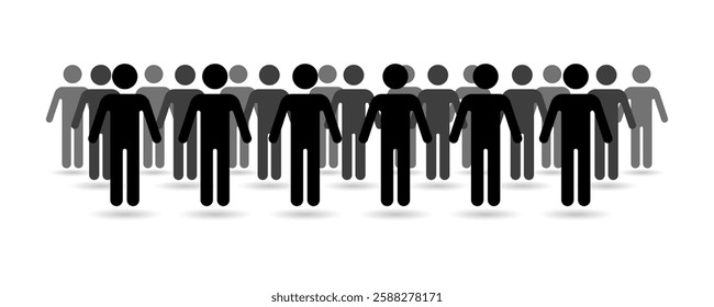 Crowd of people black silhouette. Group of people icon. People icon set in trendy flat style.