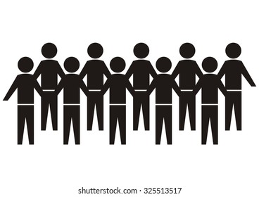 crowd of people, black vector icon, conceptual illustraton