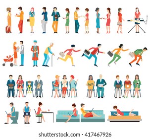 Crowd of people characters cartoon isolated on white background. flat design vector illustration.