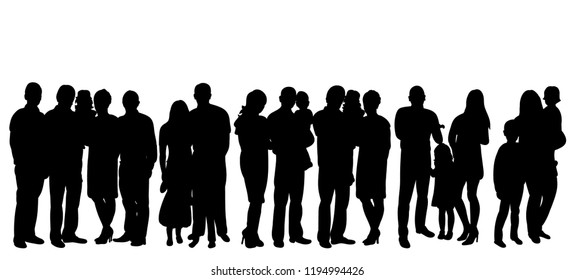crowd of people with children silhouette