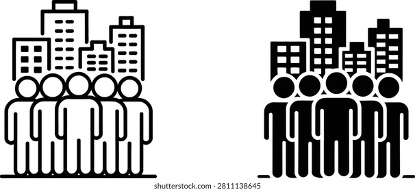 Crowd of people in city icon vector illustration