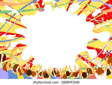 crowd of people and comic speech bubble