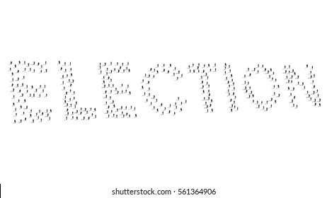 Crowd people composing the word election. Banner and poster. Vector illustration.