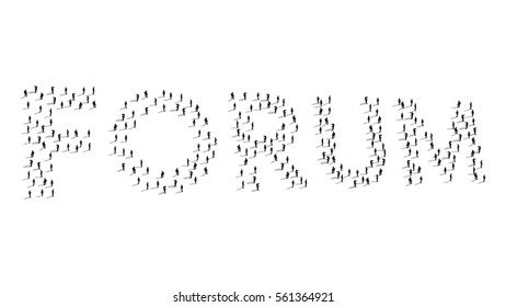 Crowd people composing the word forum. Banner and poster. Vector illustration.