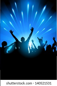 A Crowd Of People At A Concert Gig, Vector Illustration