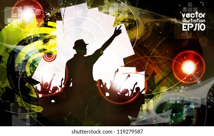 Crowd of people. Concert illustration