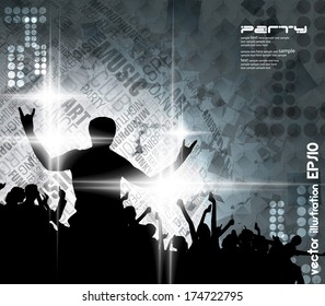 Crowd of people. Concert illustration 