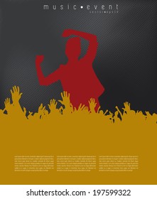 Crowd of people. Concert illustration. Editable vector