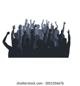 Crowd Of People At A Concert. Lighter In Hand, Vector Illustration