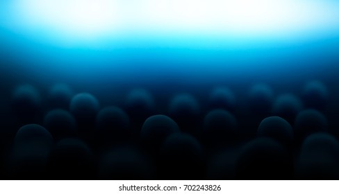 A crowd of people in the dark. Silhouettes of goals. Abstract microcosm. Sleeping zombies. Unknown and ominous. Vector illustration