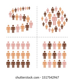 crowd of people with different skin colors icon set,vector and illustration