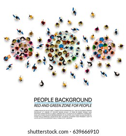 A crowd of people of different zones on a white background. Vector illustration