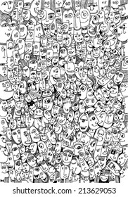 crowd of people, faces, attitudes, funny pattern/VECTOR_pattern faces crowded/digital vector