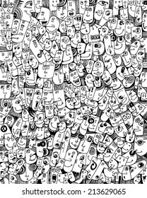 crowd of people, faces, attitudes, funny pattern/VECTOR_pattern faces/digital vector