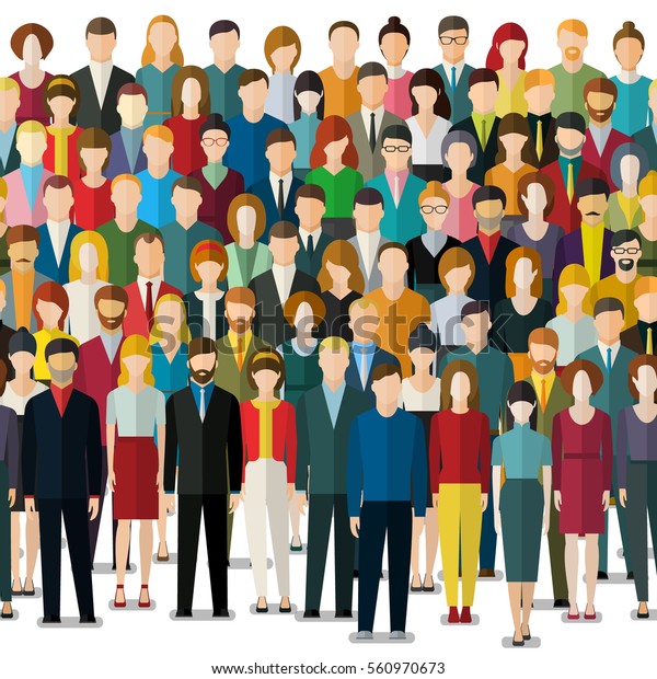 Crowd People Flat Style Seamless Background Stock Vector (Royalty Free ...