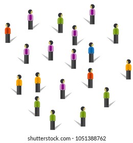 Crowd People, flat vector illustration