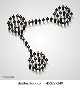 Crowd of people in the form of a sign of the graph hierarchy. Vector illustration