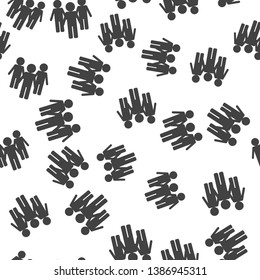 Crowd. A lot of people. Group of people vector seamless pattern on a white background. Layers grouped for easy editing illustration. For your design.