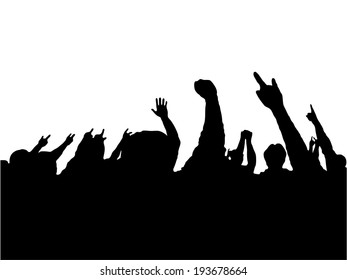 crowd of people with hands up on concert